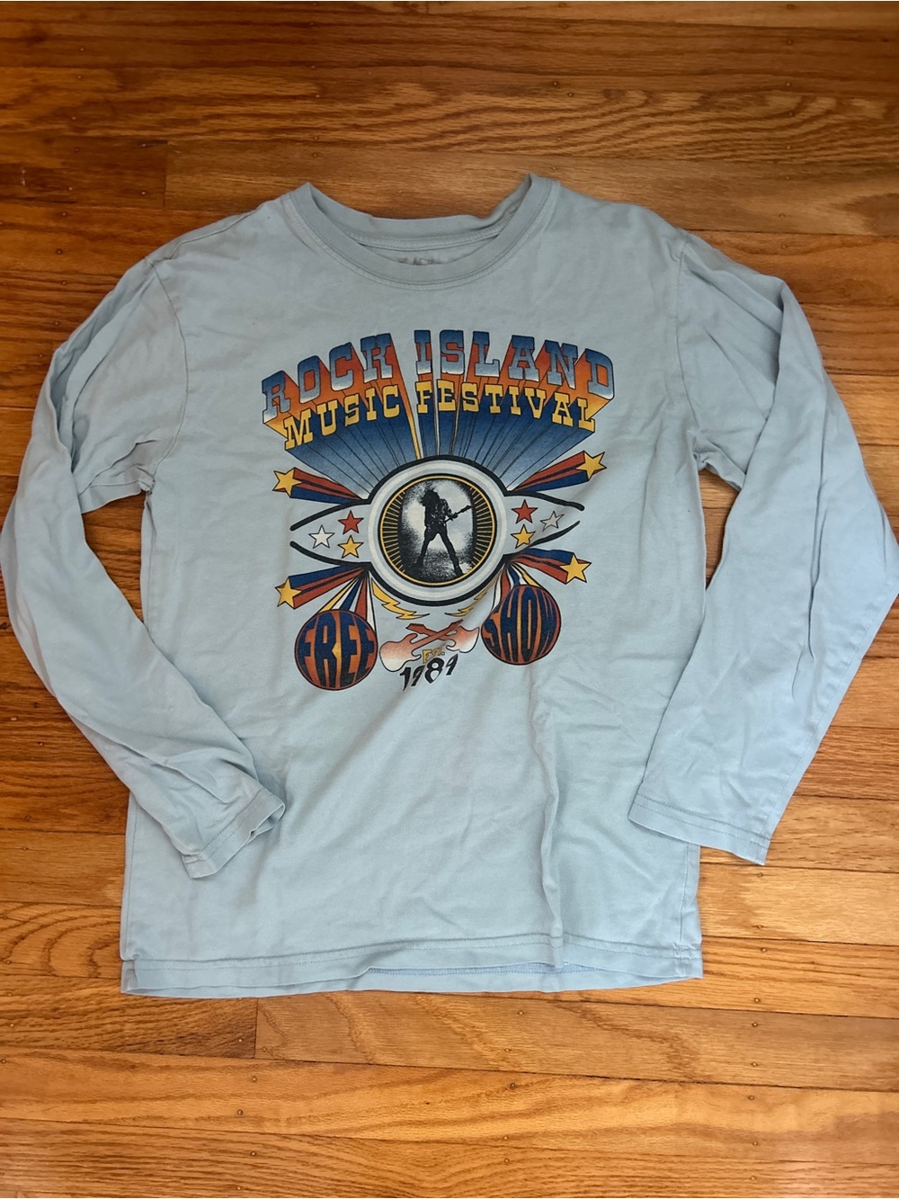 Place Light Blue Long Sleeve Rock Island Music Festival Graphic Tee